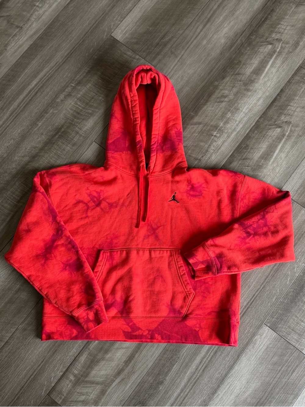 Jordan Heritage Fleece Pullover Hoodie Tie-Dye Red Pink Women’s Sz M Loose Fit